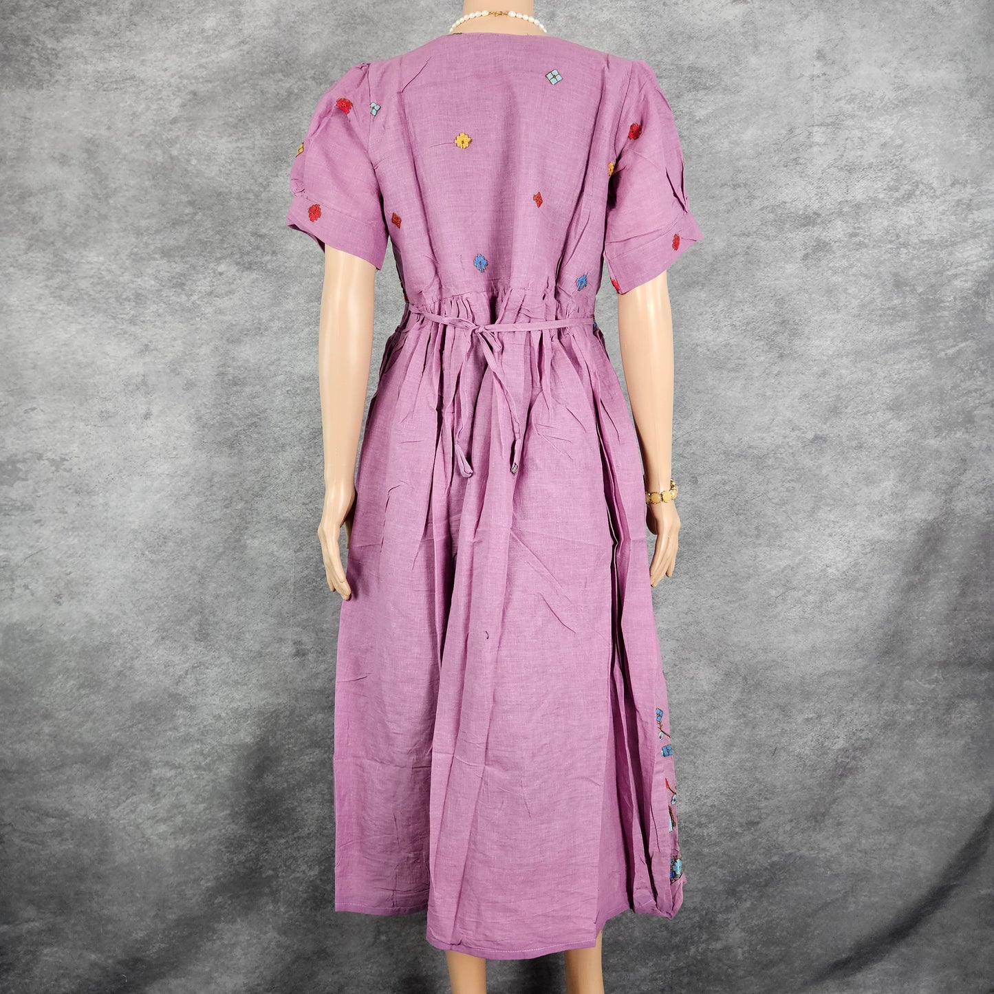 Fuschia Pink Kora Embroidery Frock
