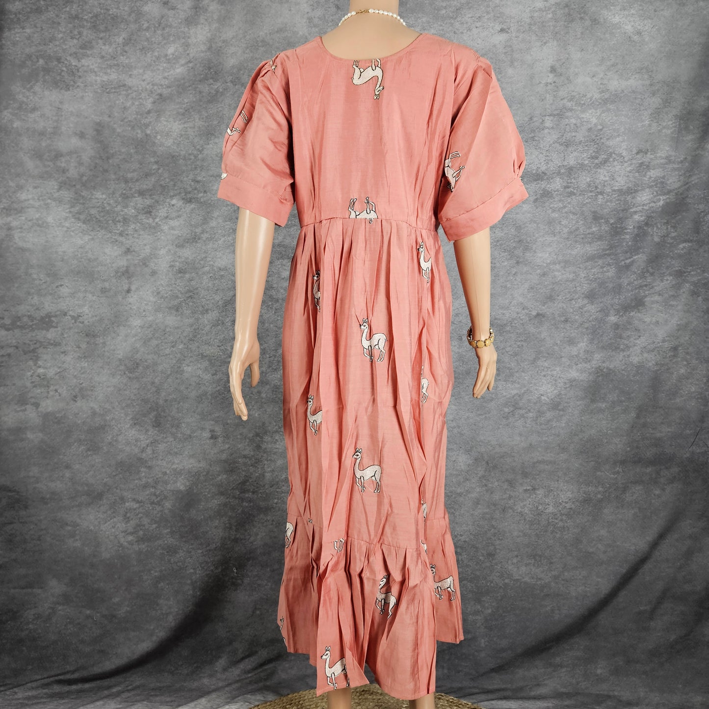Peach Roman Silk Deer Frock