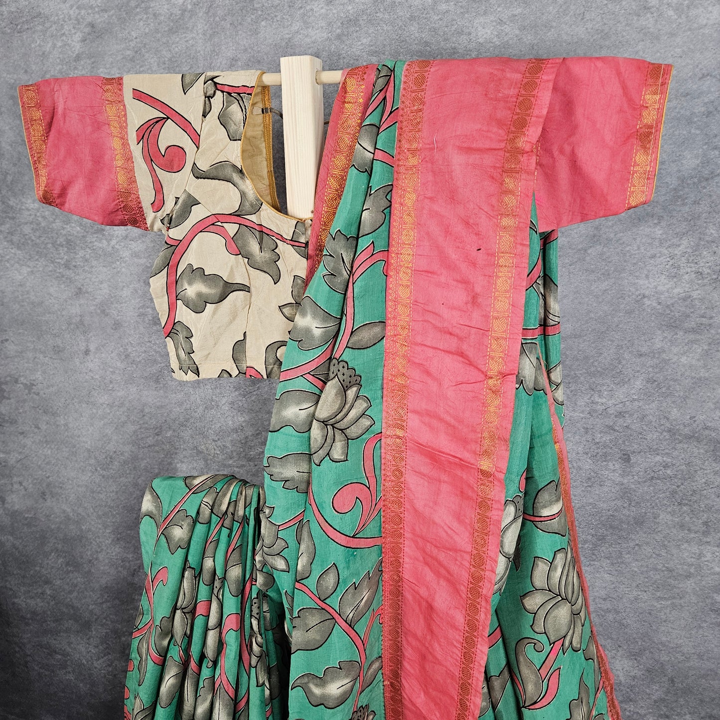Corrosive Green Kalamkari Silk Saree