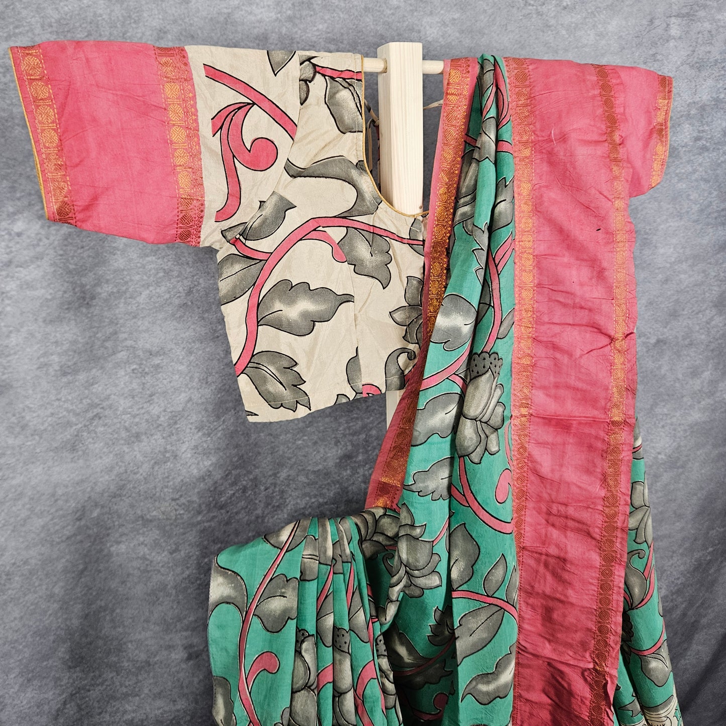 Corrosive Green Kalamkari Silk Saree