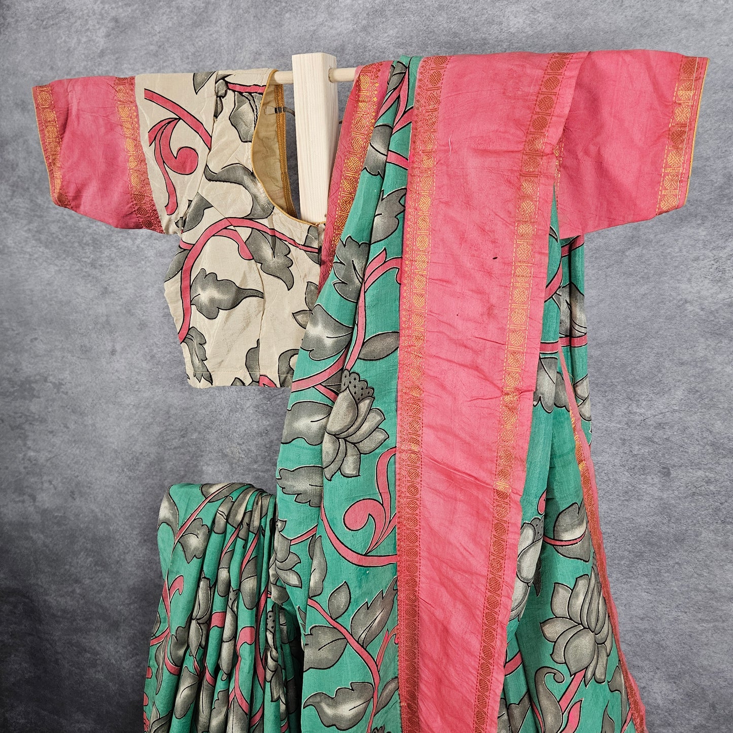 Corrosive Green Kalamkari Silk Saree
