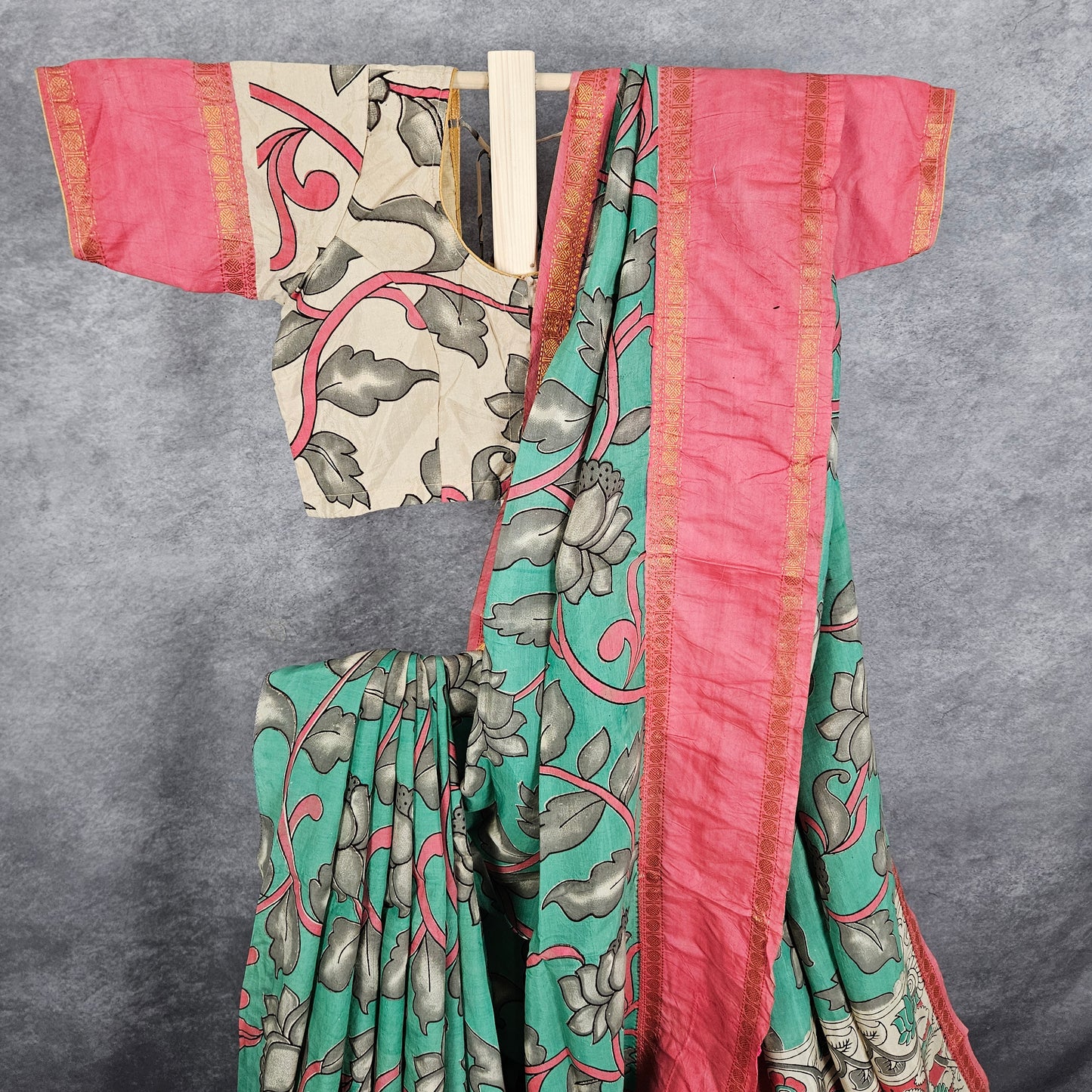Corrosive Green Kalamkari Silk Saree