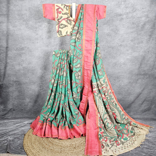 Corrosive Green Kalamkari Silk Saree