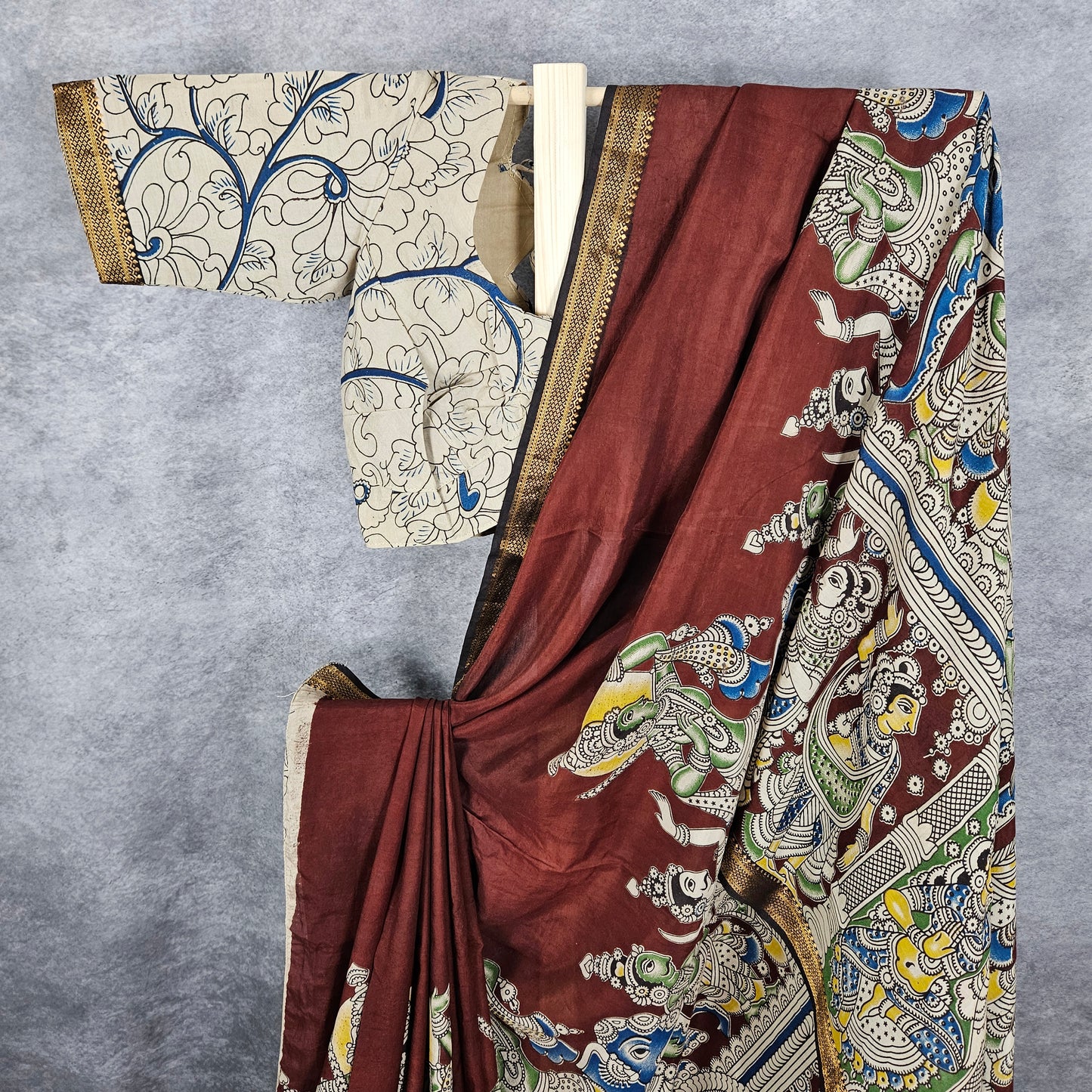 Noir Brown Kalamkari Silk Saree