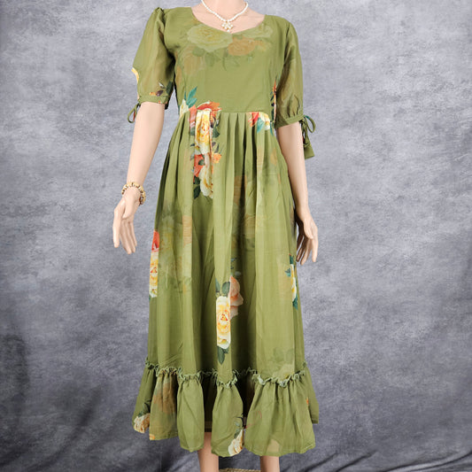 Olive Green Georgette Frock