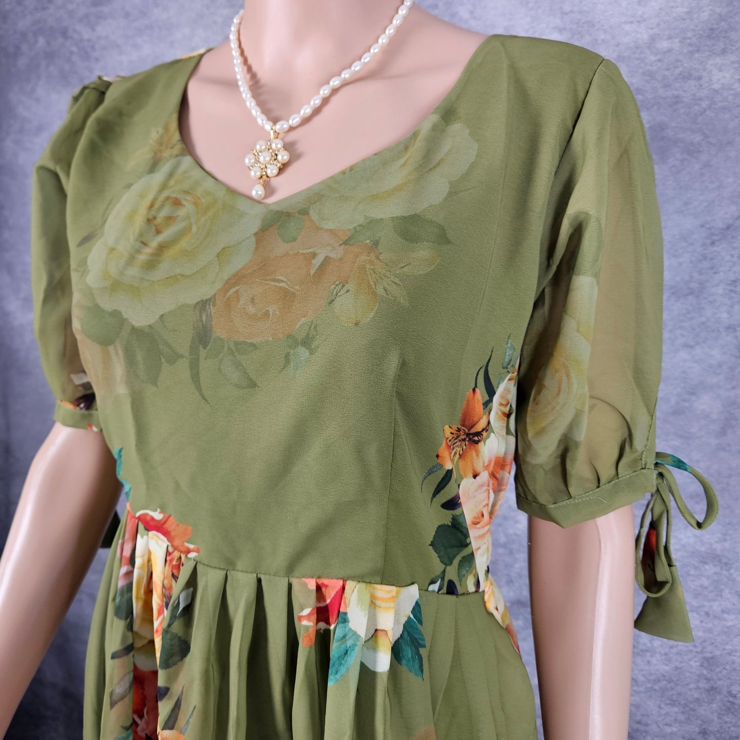 Olive Green Georgette Frock