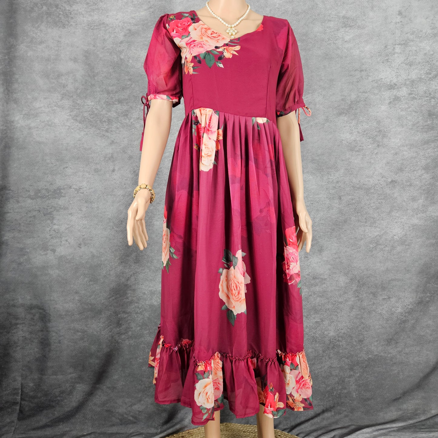 Magenta Georgette Frock