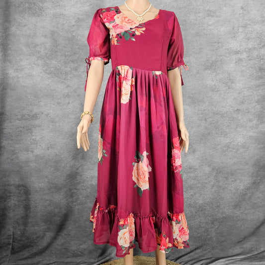 Magenta Georgette Frock