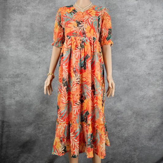 Umbral Orange Georgette Frock