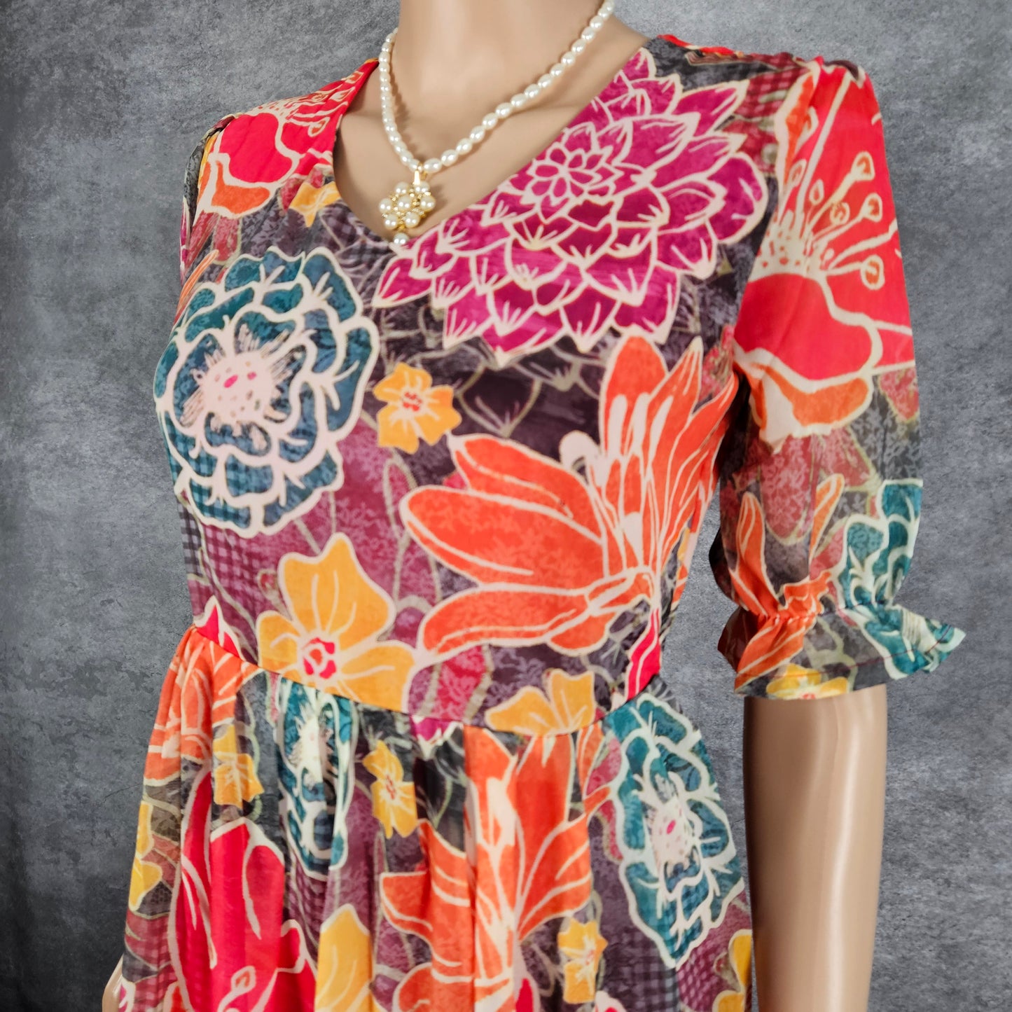 Butterfly Pink/Orange Georgette Frock