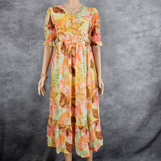 Umbre Brown/Yellow Georgette Frock