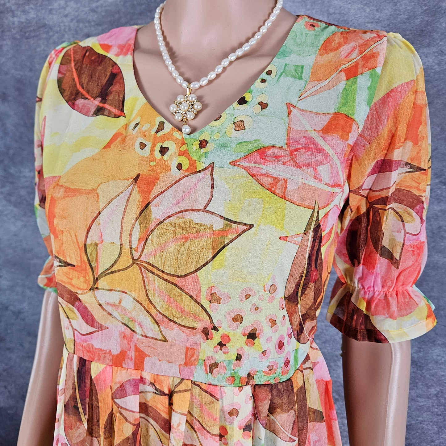 Umbre Brown/Yellow Georgette Frock