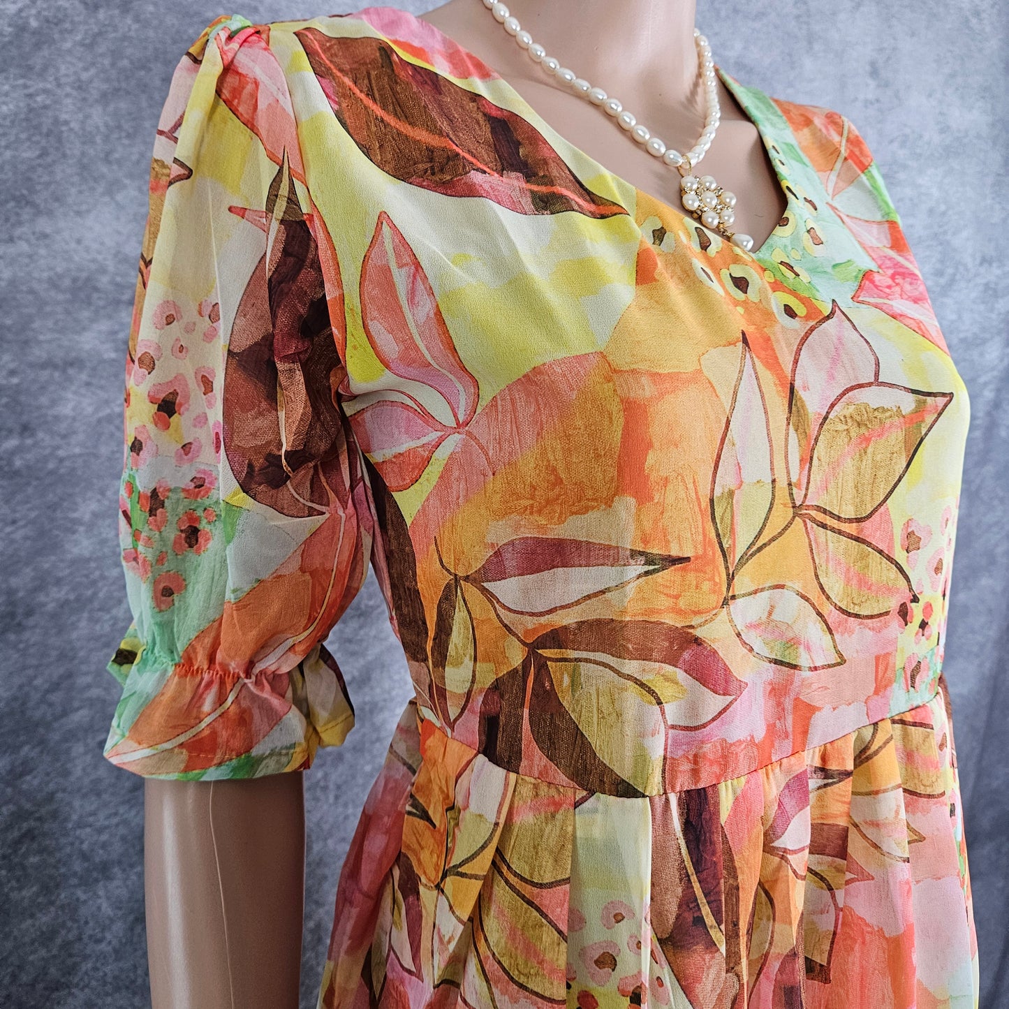 Umbre Brown/Yellow Georgette Frock
