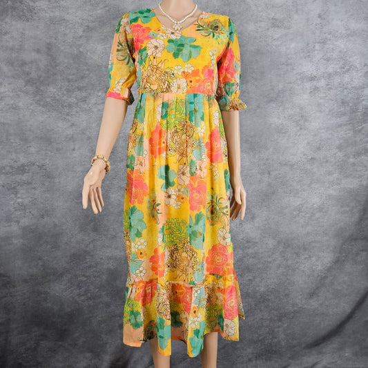 Wildvine Green/Yellow Georgette Frock