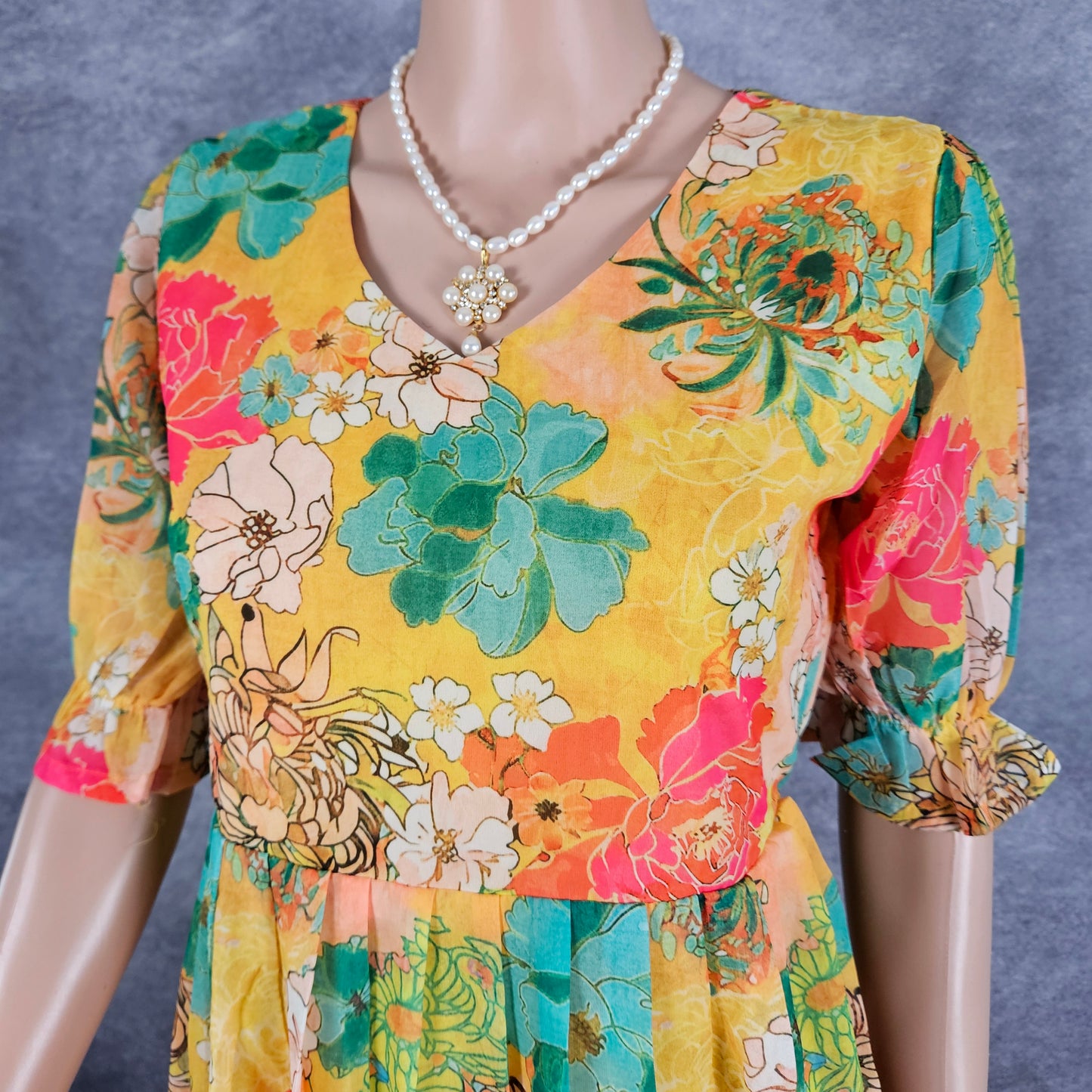 Wildvine Green/Yellow Georgette Frock