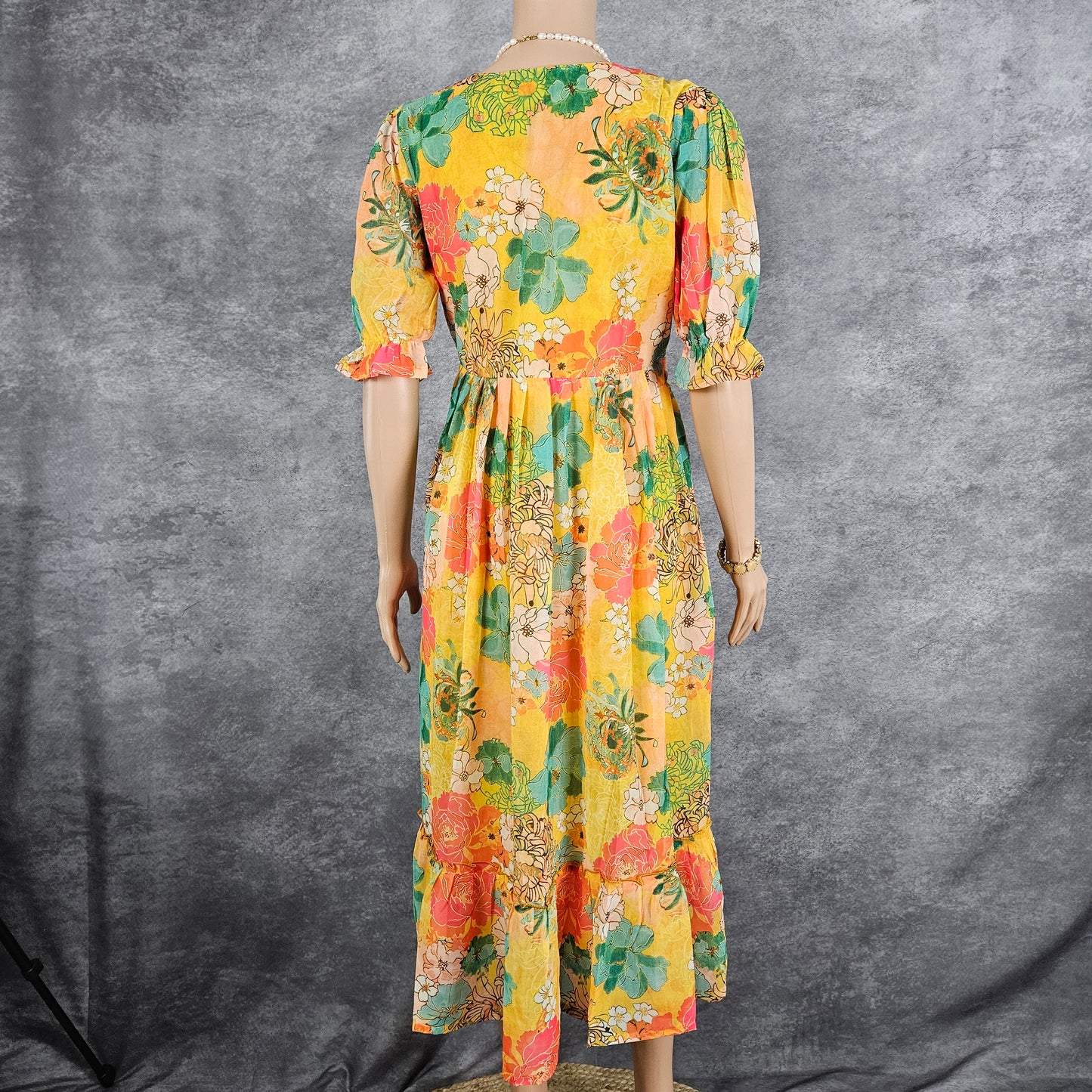 Wildvine Green/Yellow Georgette Frock