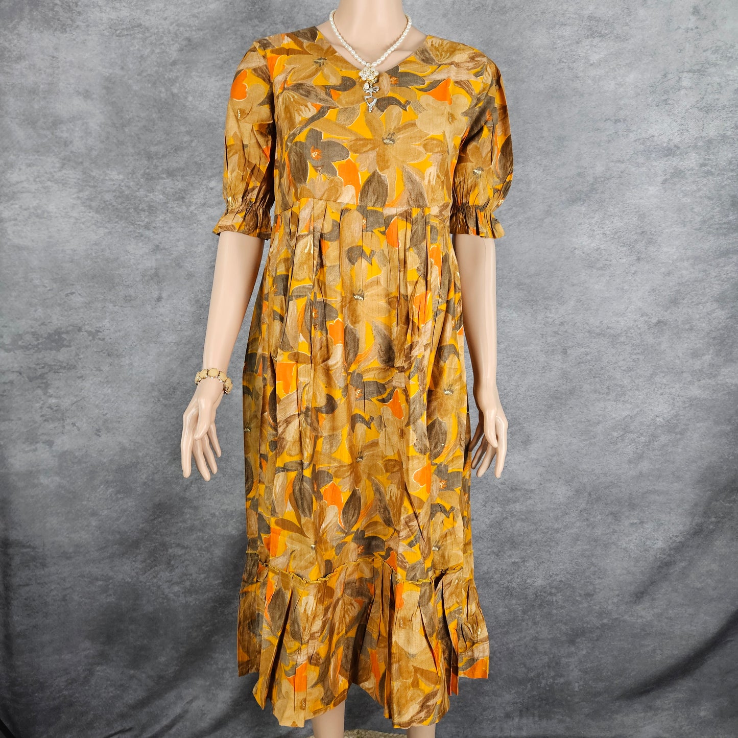 Brown Orange Vertican Frock