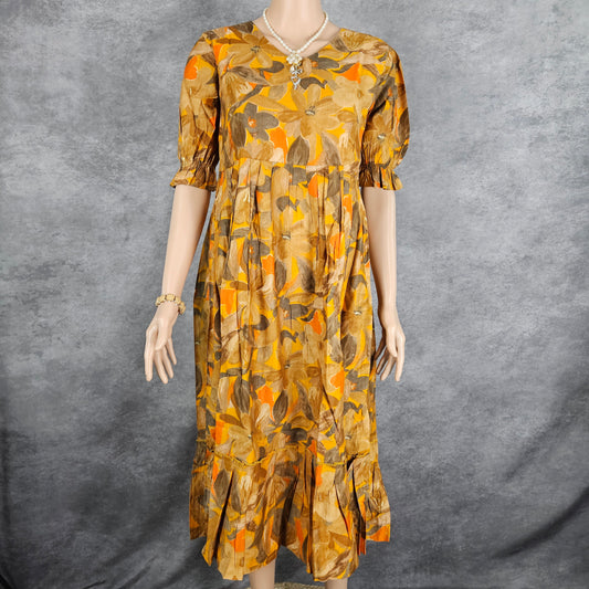 Brown Orange Vertican Frock