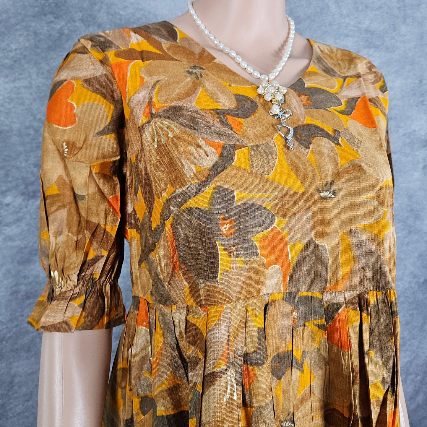 Brown Orange Vertican Frock