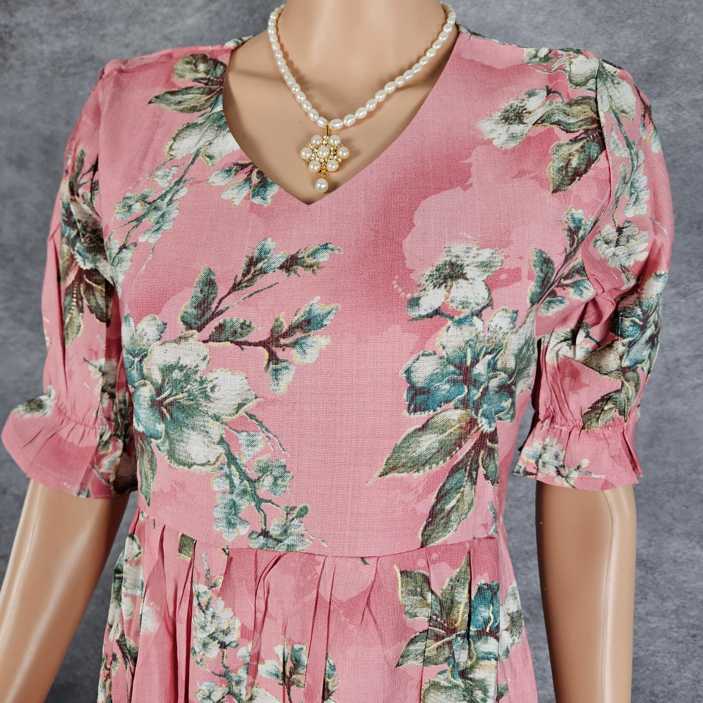 Blush Pink Lunar Grey Flowers Vertican Frock