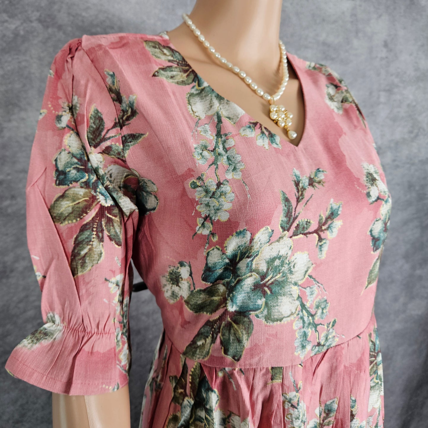 Blush Pink Lunar Grey Flowers Vertican Frock