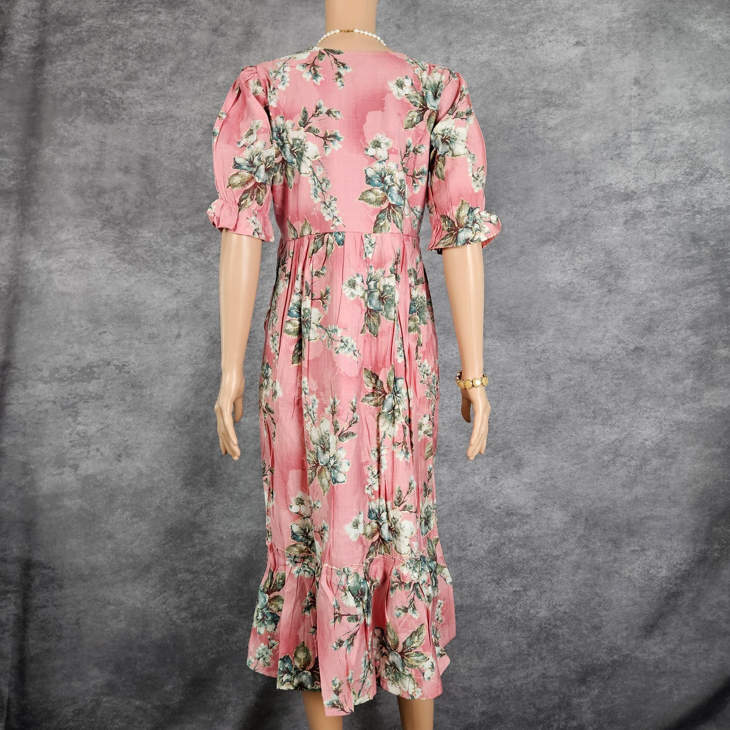 Blush Pink Lunar Grey Flowers Vertican Frock