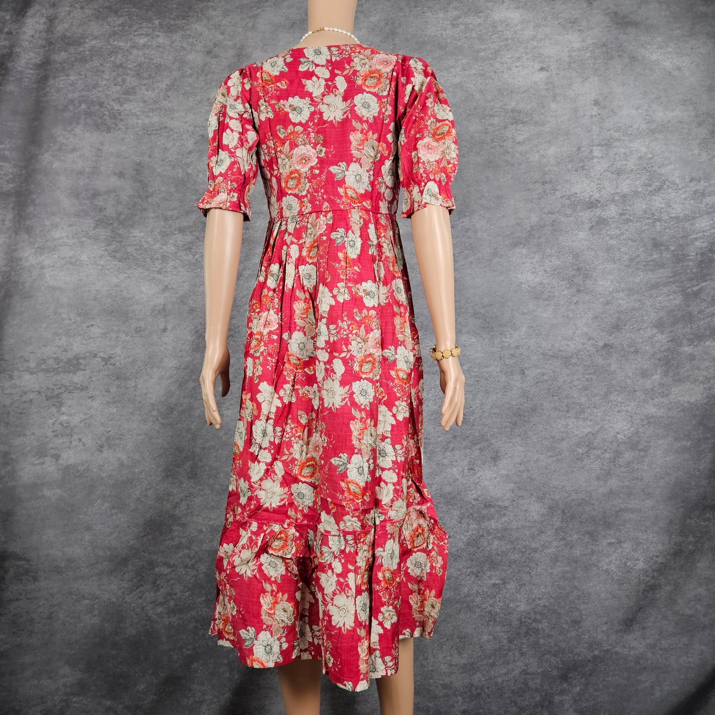 Dark Pink White And Orange Vertican Frock