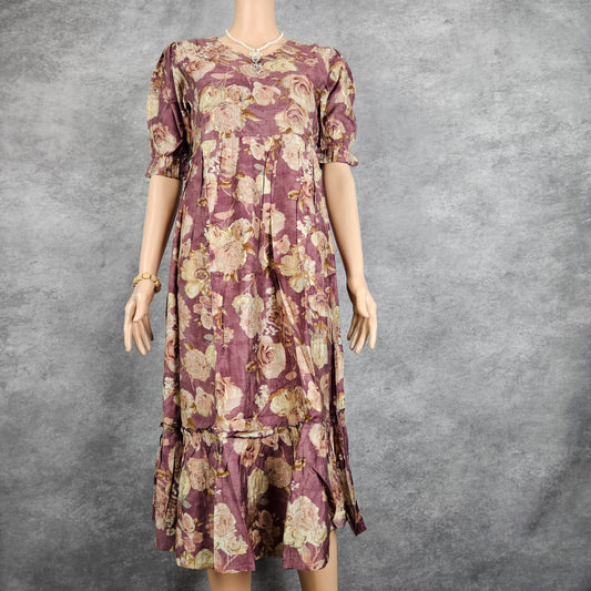 Opera Mauve Pink Floral Vertican Frock
