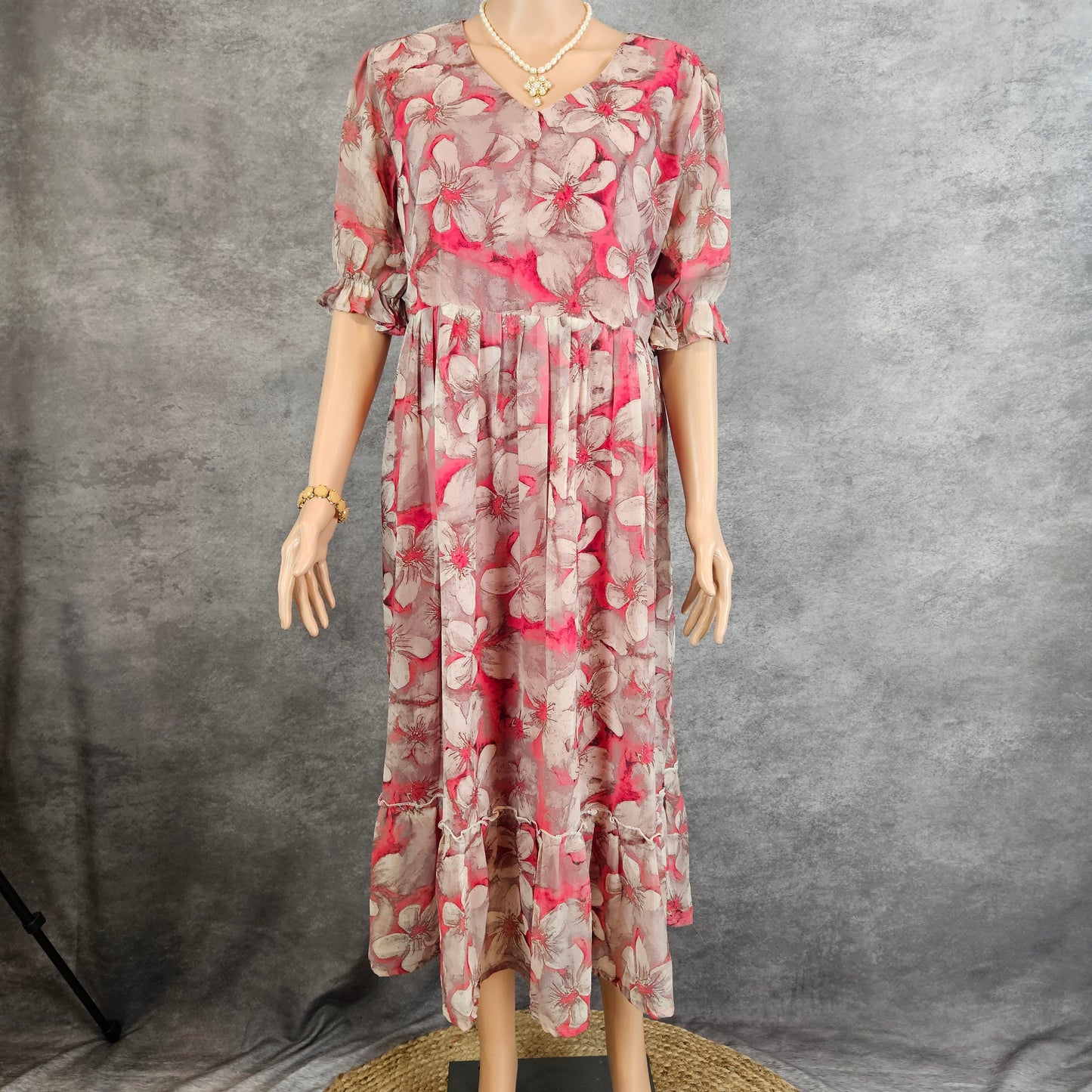 Pink Floral Georgette Frock