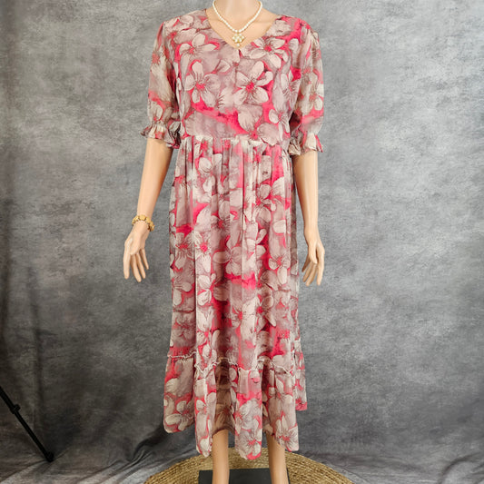 Pink Floral Georgette Frock