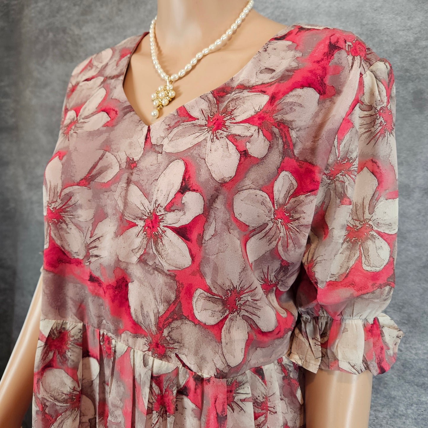 Pink Floral Georgette Frock