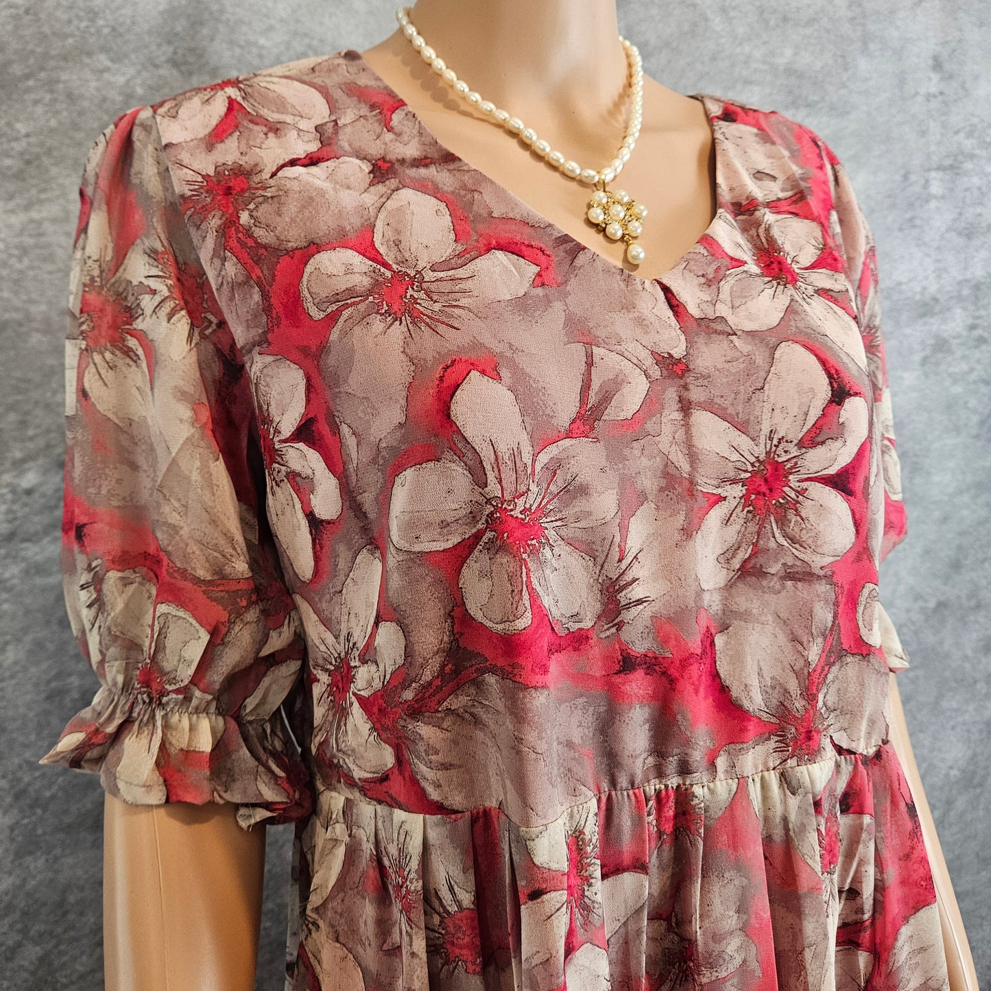 Pink Floral Georgette Frock