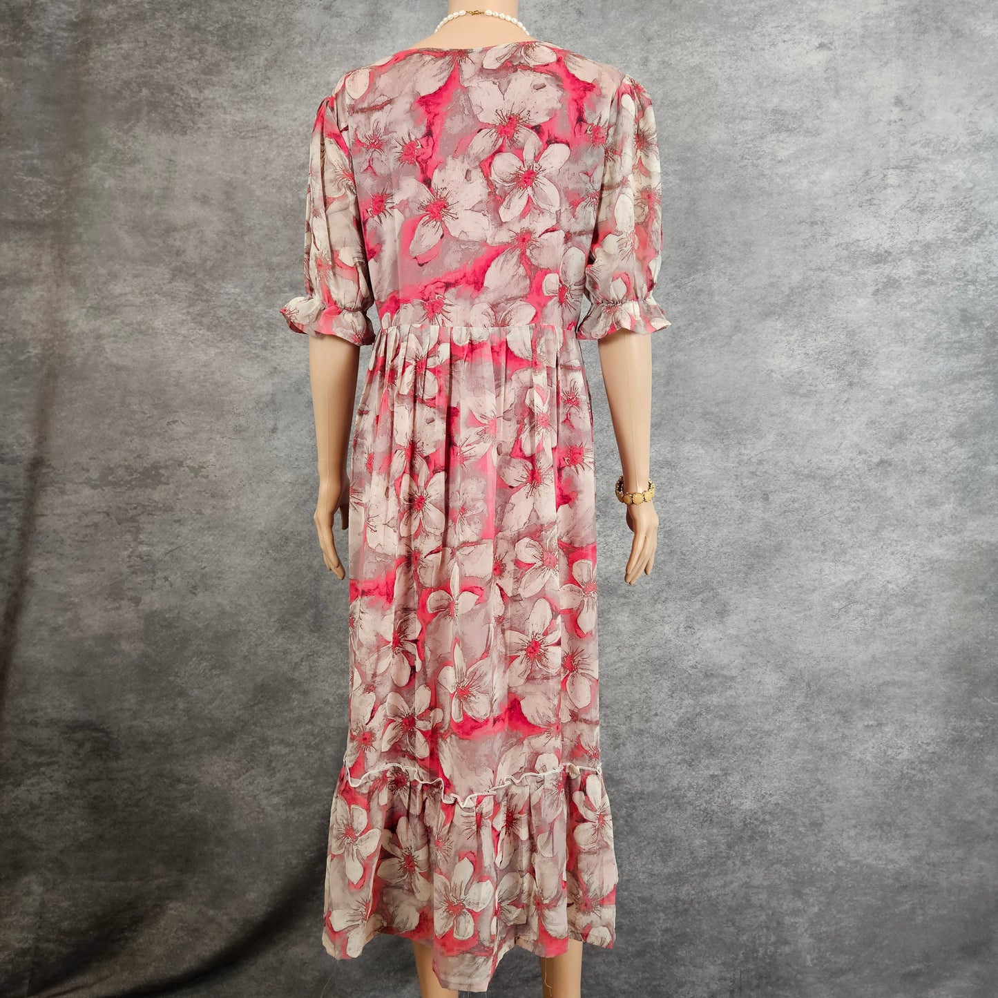 Pink Floral Georgette Frock