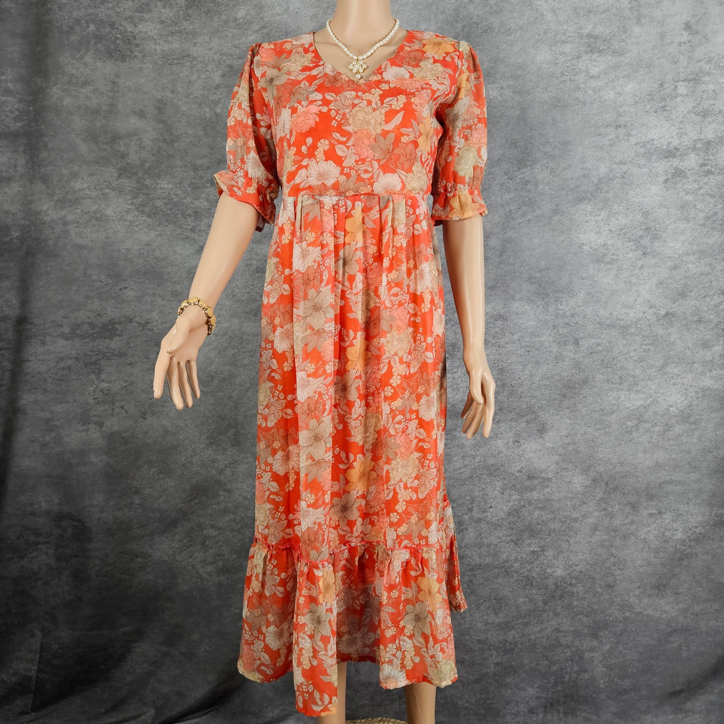 Pure Orange Georgette Frock