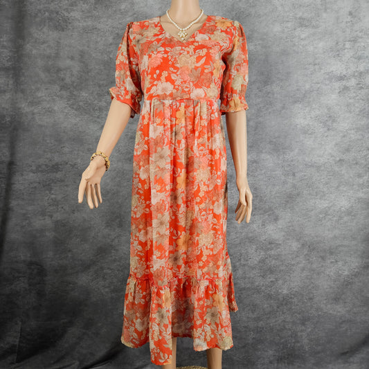 Pure Orange Georgette Frock