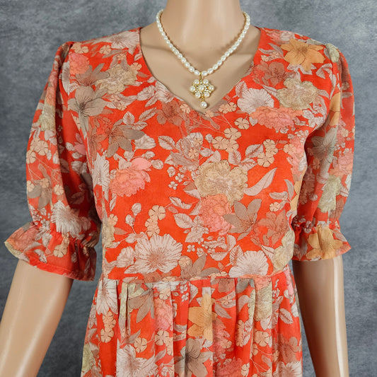 Pure Orange Georgette Frock