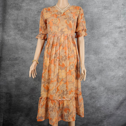 Pale Orange Brown Georgette Frock