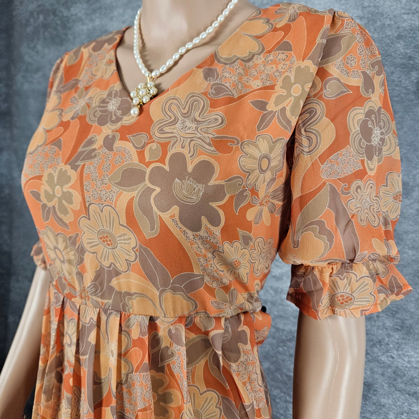 Pale Orange Brown Georgette Frock