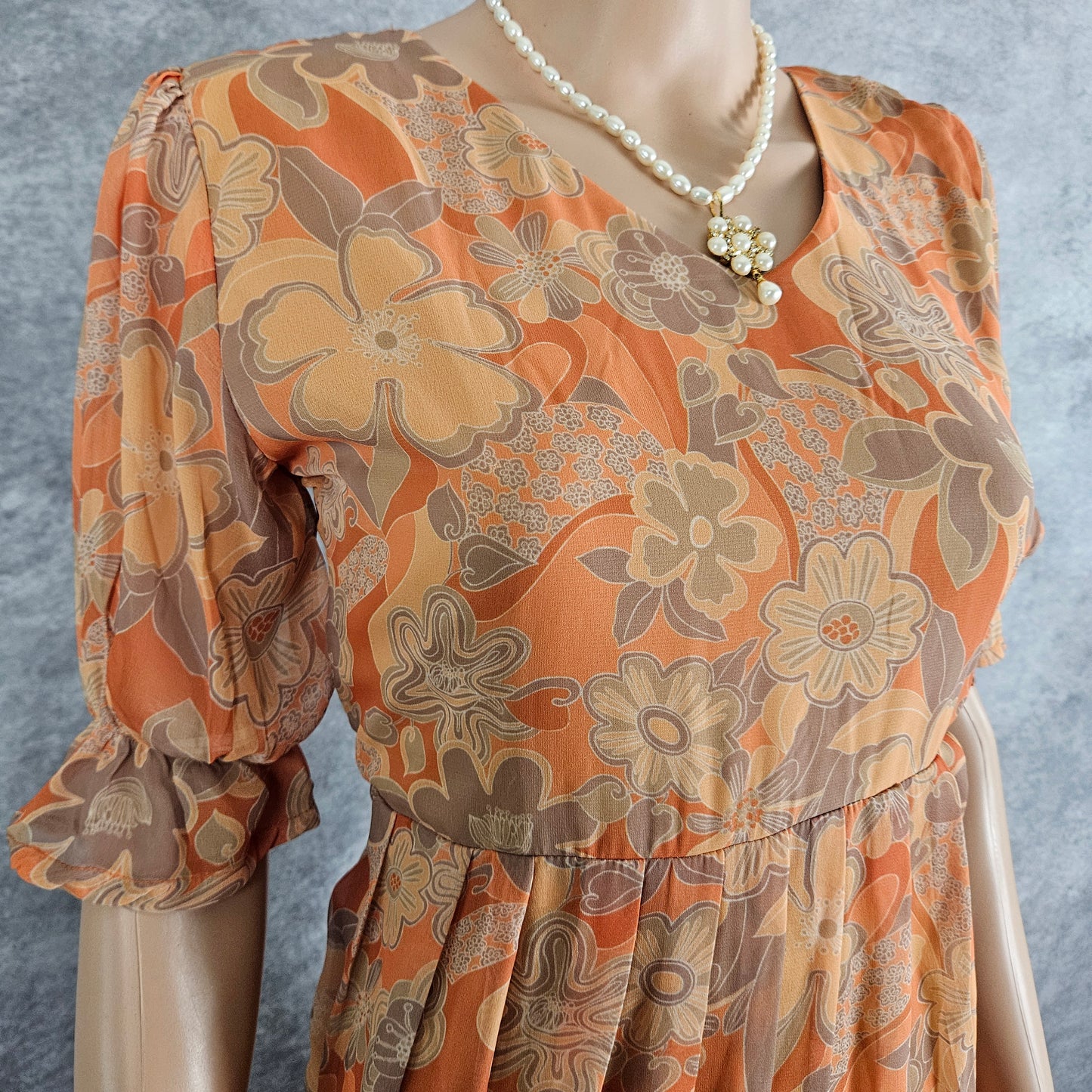 Pale Orange Brown Georgette Frock