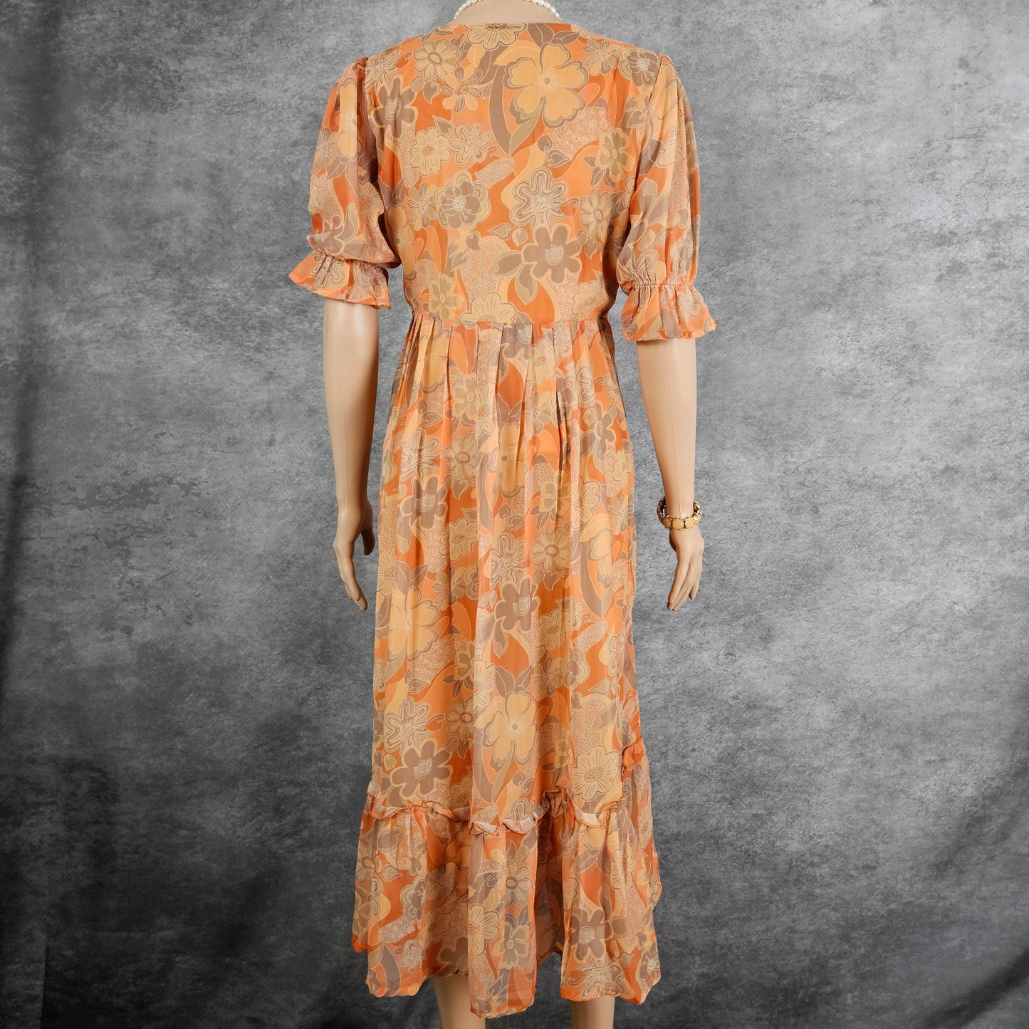 Pale Orange Brown Georgette Frock