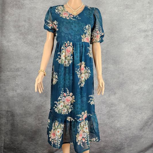 Navy Floral Georgette Frock