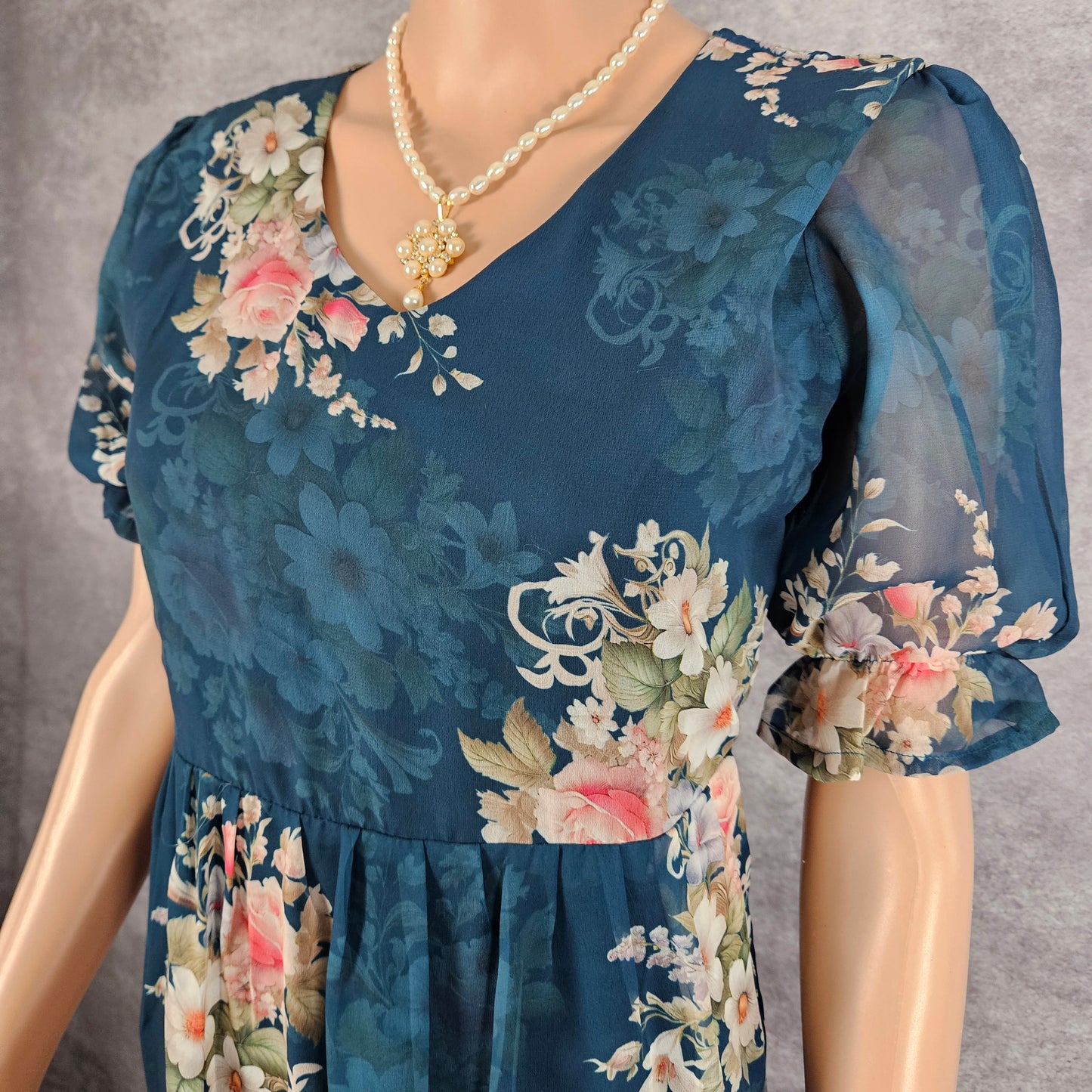 Navy Floral Georgette Frock