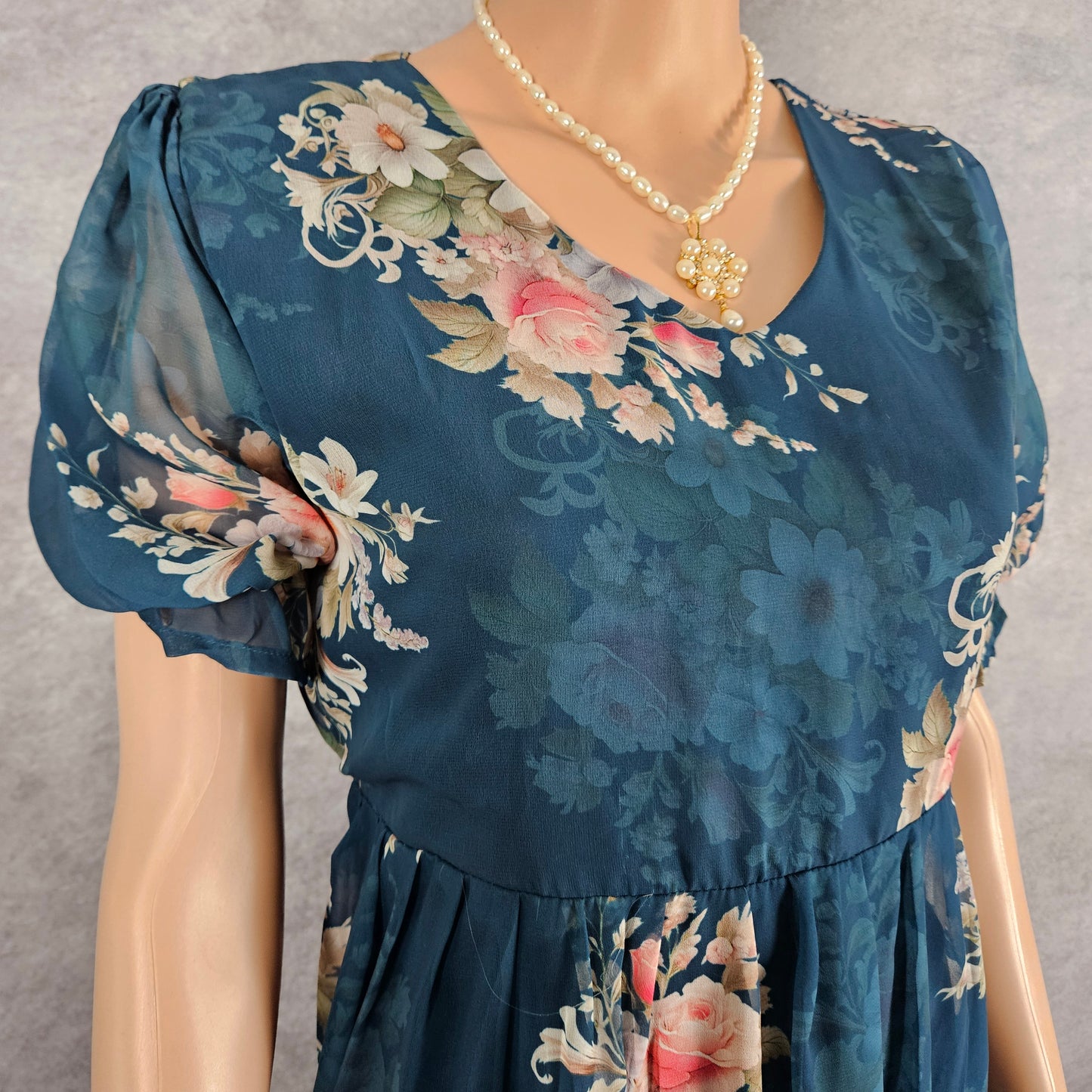 Navy Floral Georgette Frock