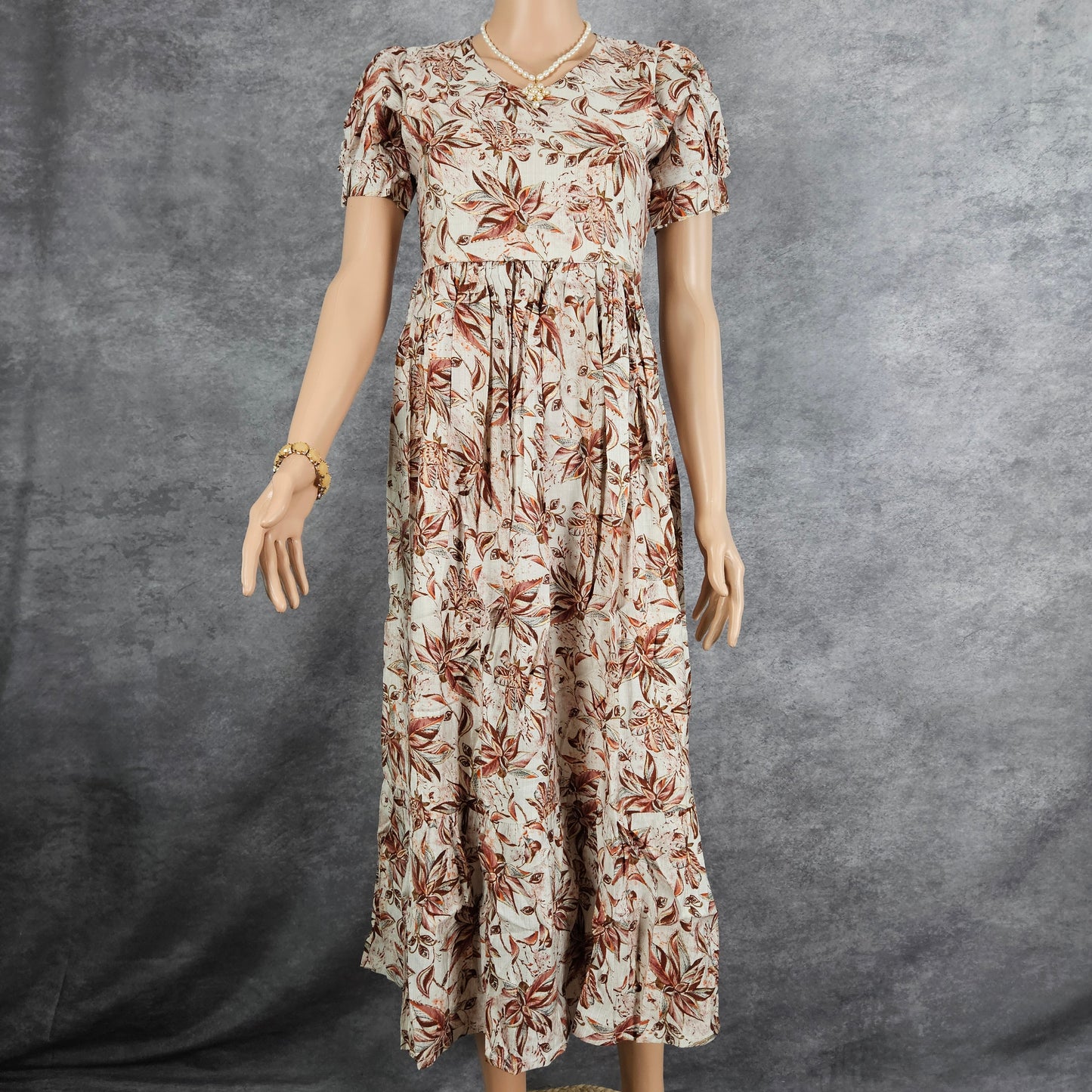 Cream and Brown Vertican Frock
