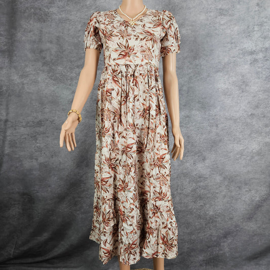 Cream and Brown Vertican Frock