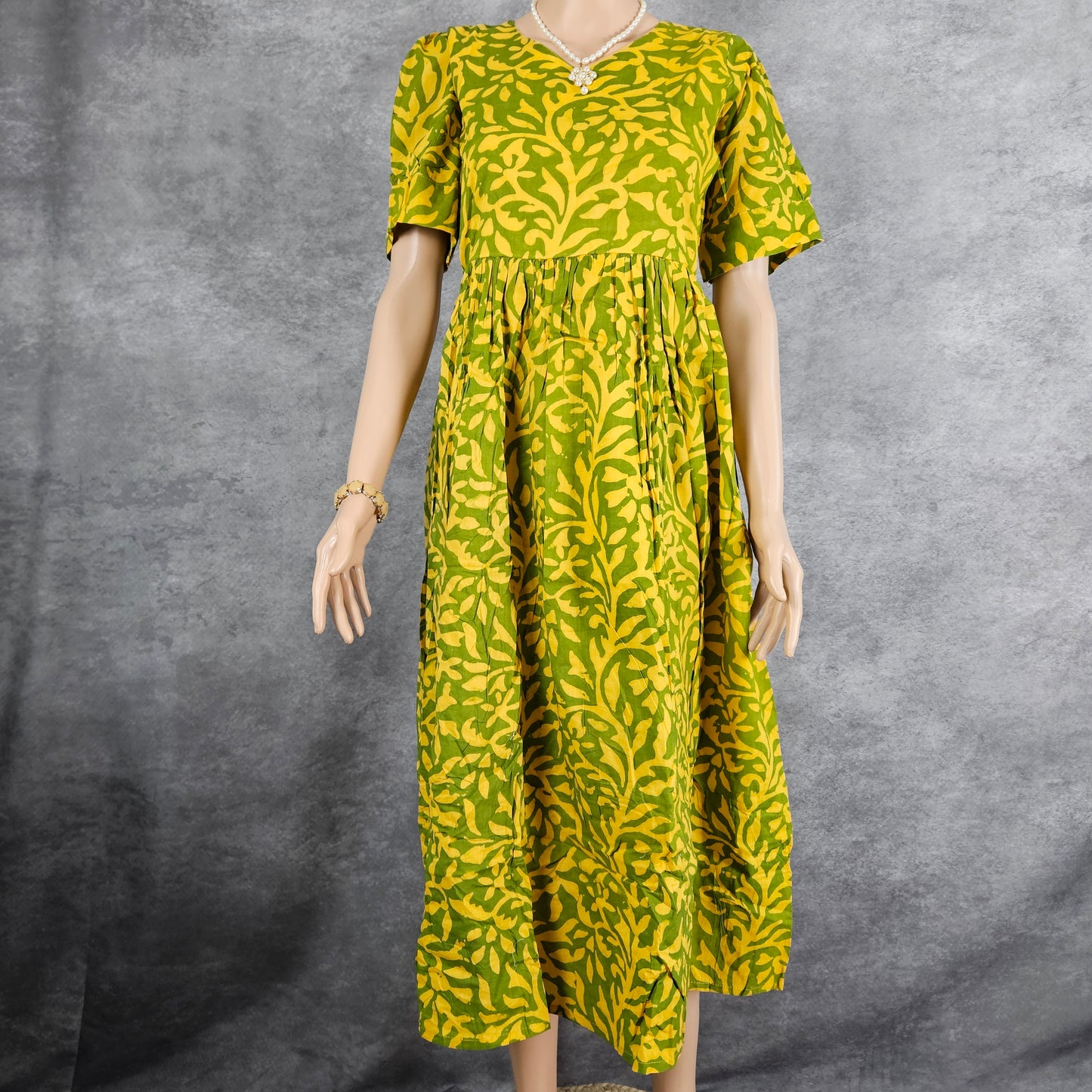 Yellow Green Cotton Frock