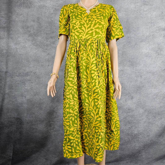 Yellow Green Cotton Frock