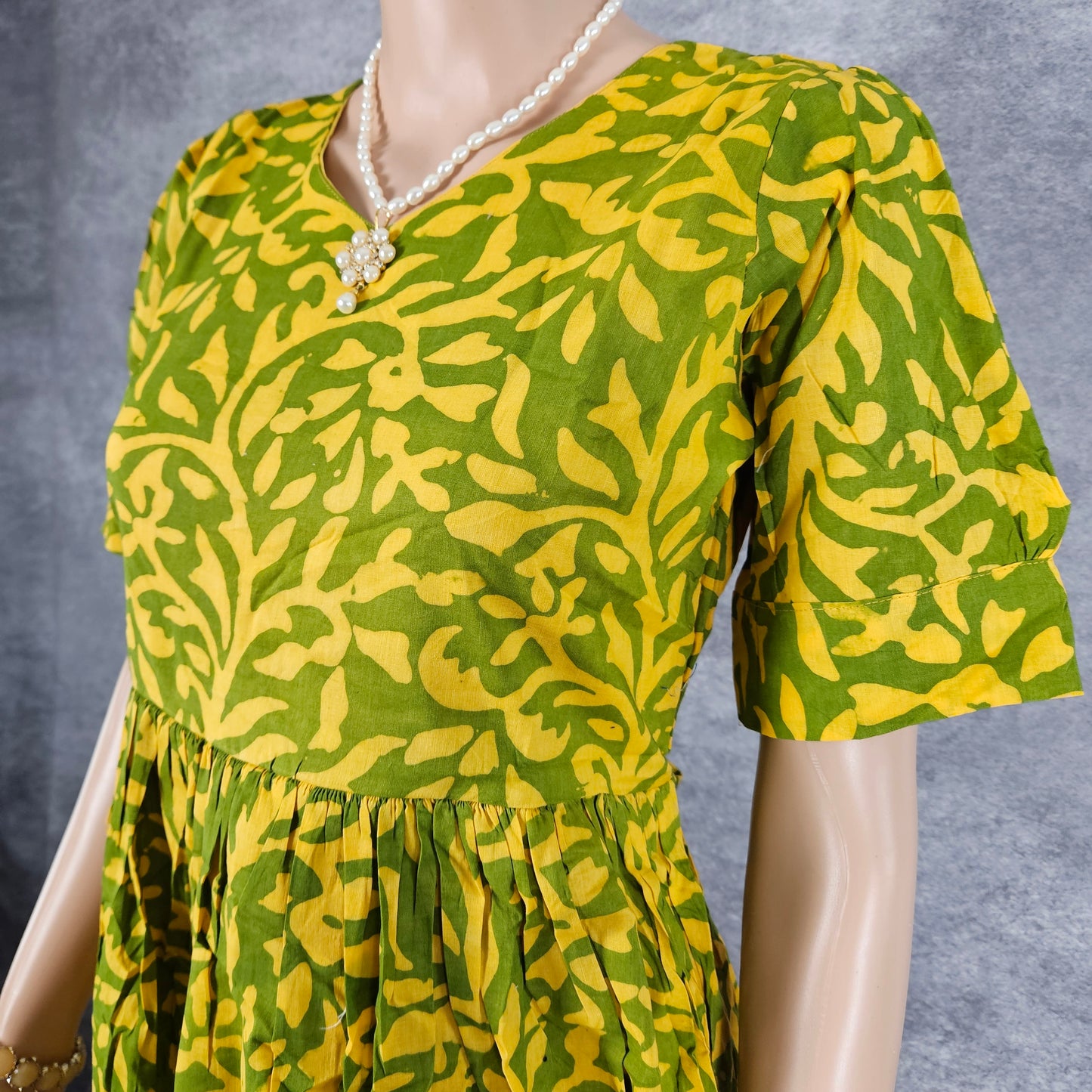 Yellow Green Cotton Frock