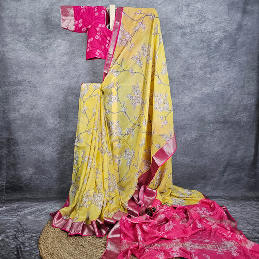 Rosso Corsa Red/Yellow Mangalagiri Saree