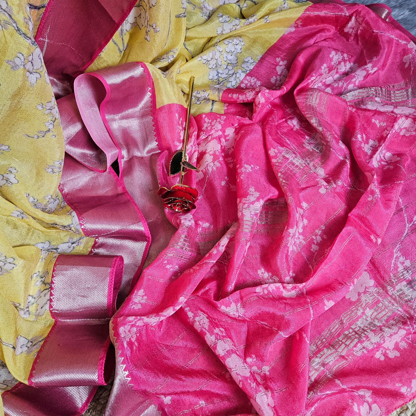 Rosso Corsa Red/Yellow Mangalagiri Saree